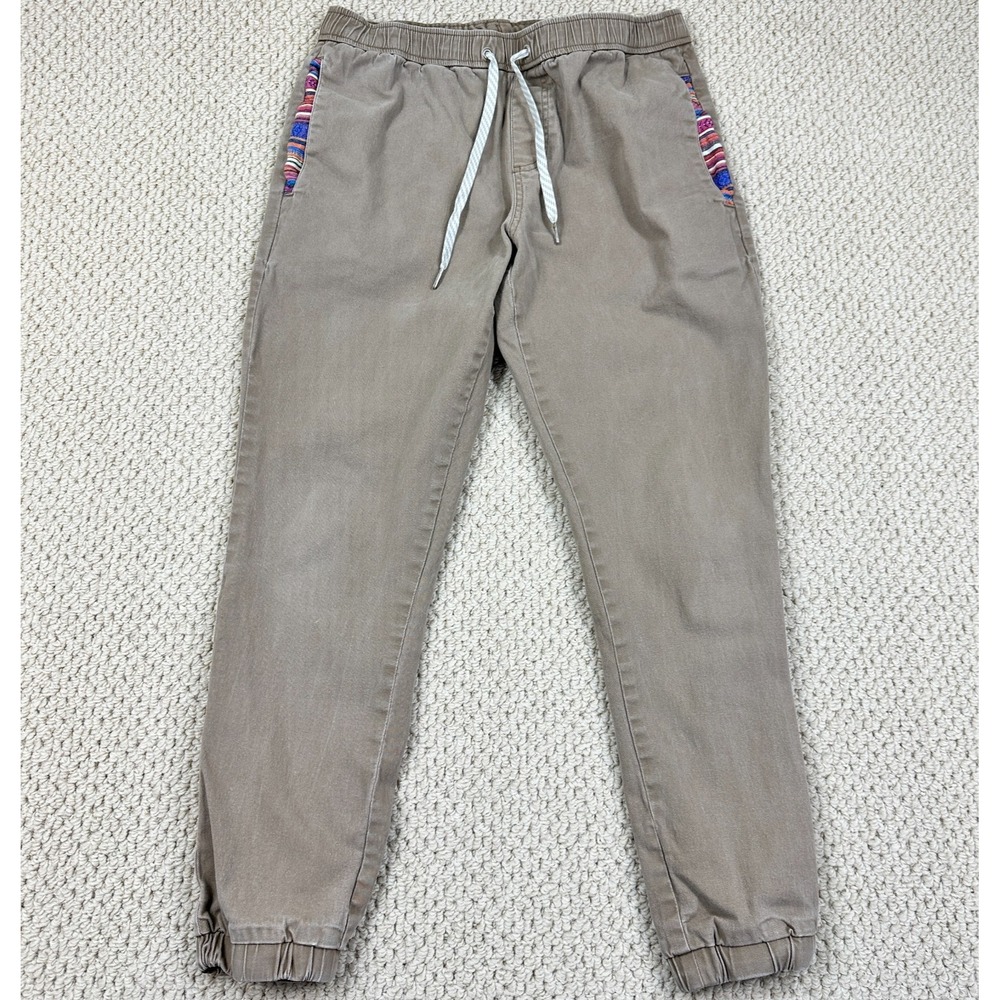 Wowie Joggers Mens L Faded Brown Rambler Casual Stretch Aztec Southwestern Pants